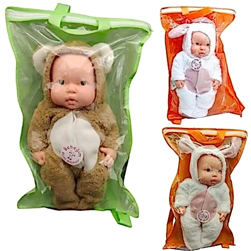 ÇANTA POŞETLİ AYI VE TAVŞAN KOSTÜMLÜ TOBUL BEBEK 662294 *12