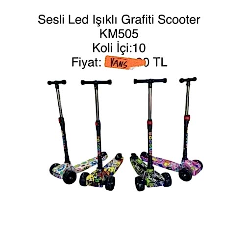 RENKLİ BASKILI IŞIKLI SESLİ SCOTER KM505 *10